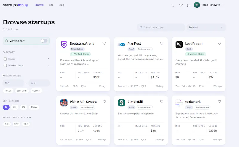 startupstobuy screenshot 1