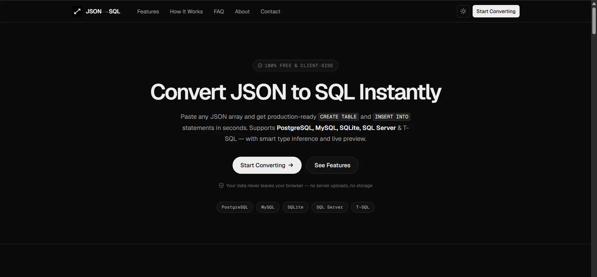 JSON to SQL Converter gallery image