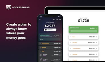 PocketGuard App Interface oferecendo soluções fáceis para consultas financeiras