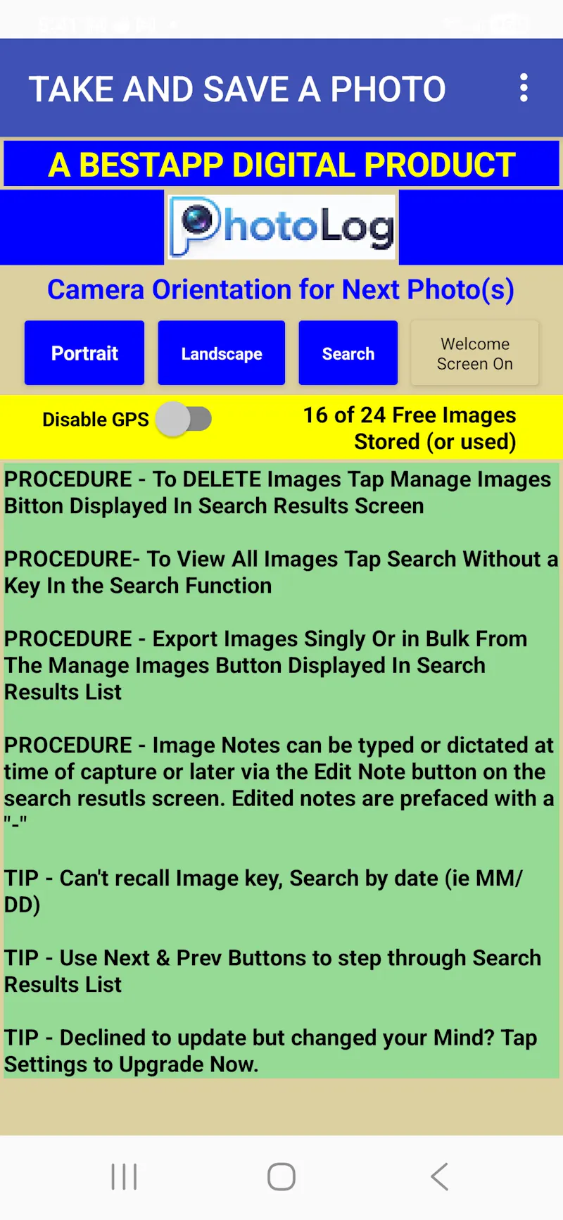 Photo_Log screenshot 1