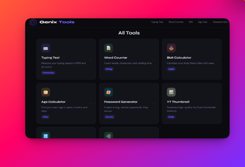 Genix Tools — Free Online Utility Tools - Screenshot 3 showing product features and functionality