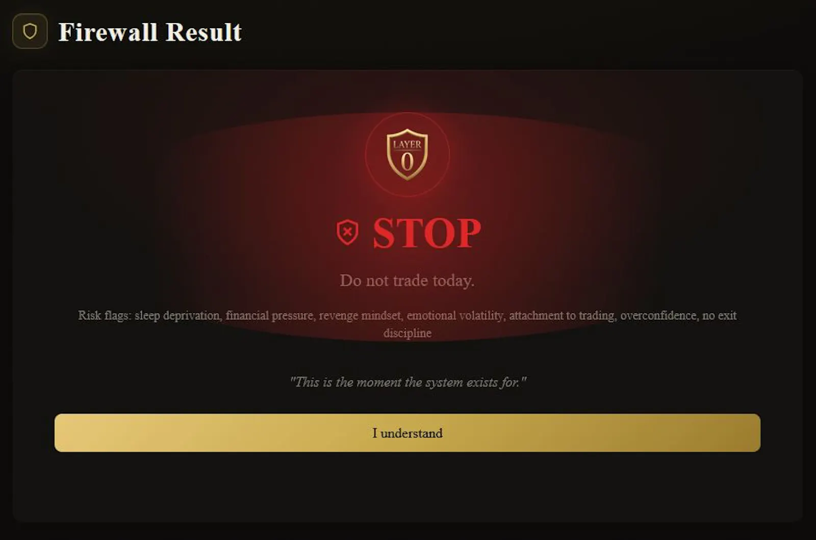 LAYER 0 — Trading Decision Firewall screenshot 2