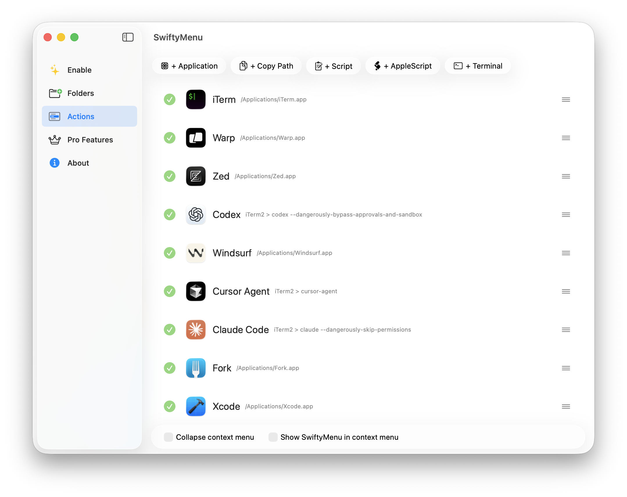 Média Swiftymenu - Lancez instantanément les outils AI CLI à partir de Finder 2
