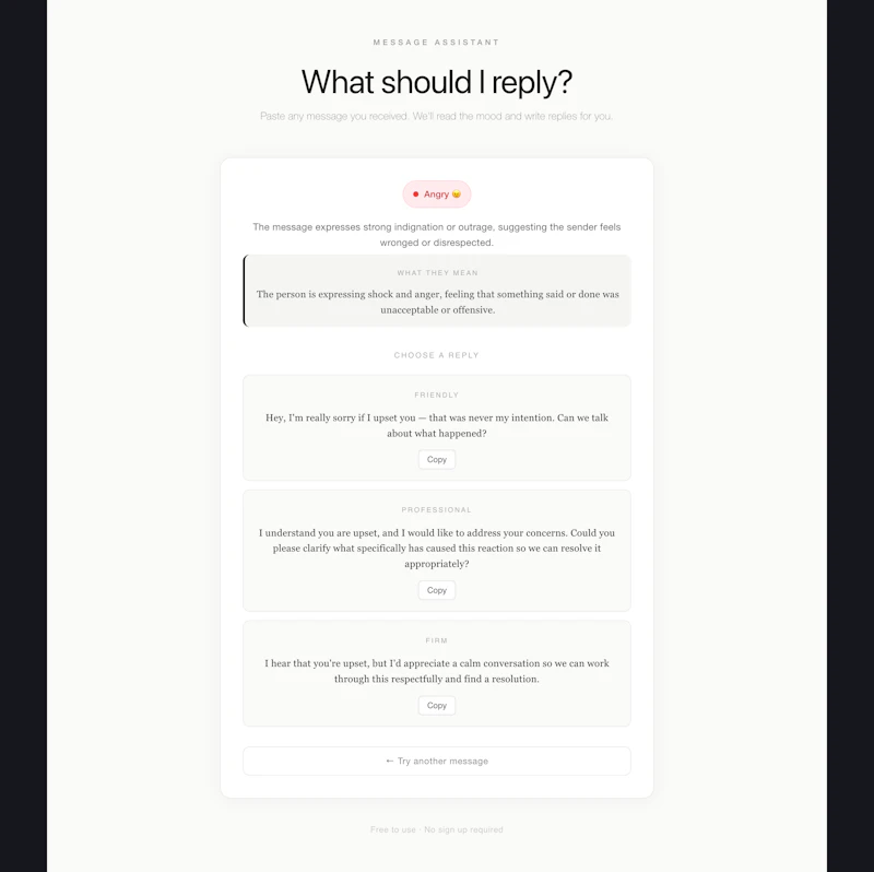 WhatToReply screenshot 1