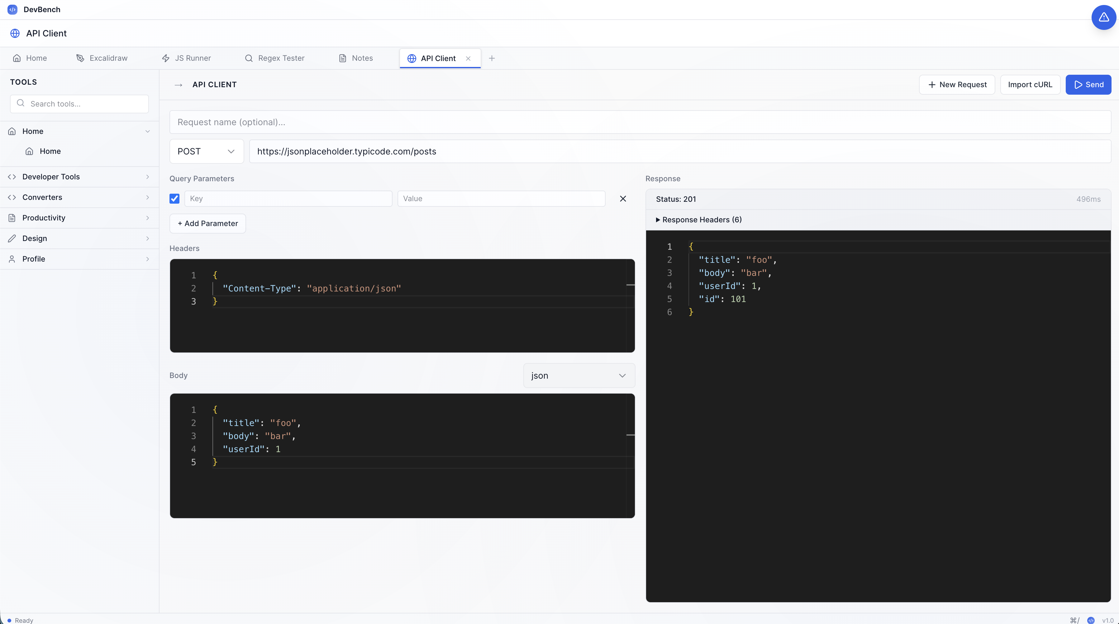 DevBench - Screenshot 4 showing product features and functionality