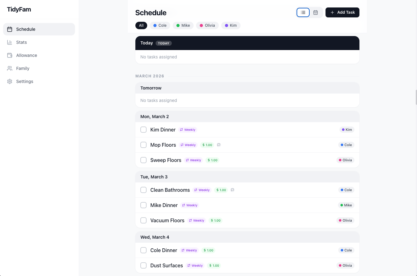 TidyFam - Screenshot 2 showing product features and functionality