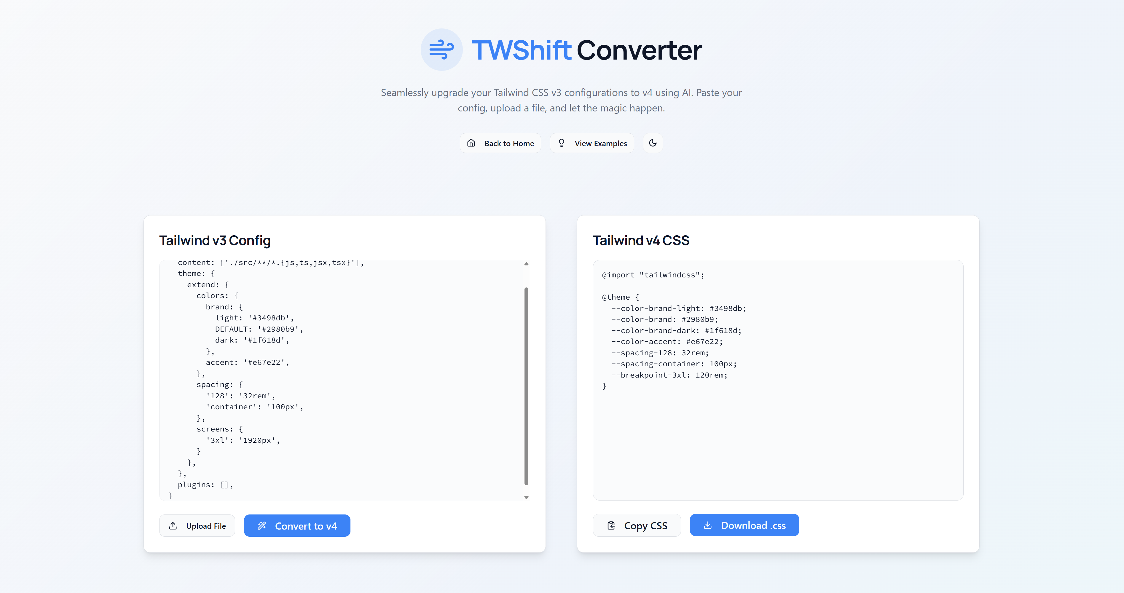 Twshift - AI 기반 테일 윈드 CSS v3 ~ V4 컨버터 미디어 3