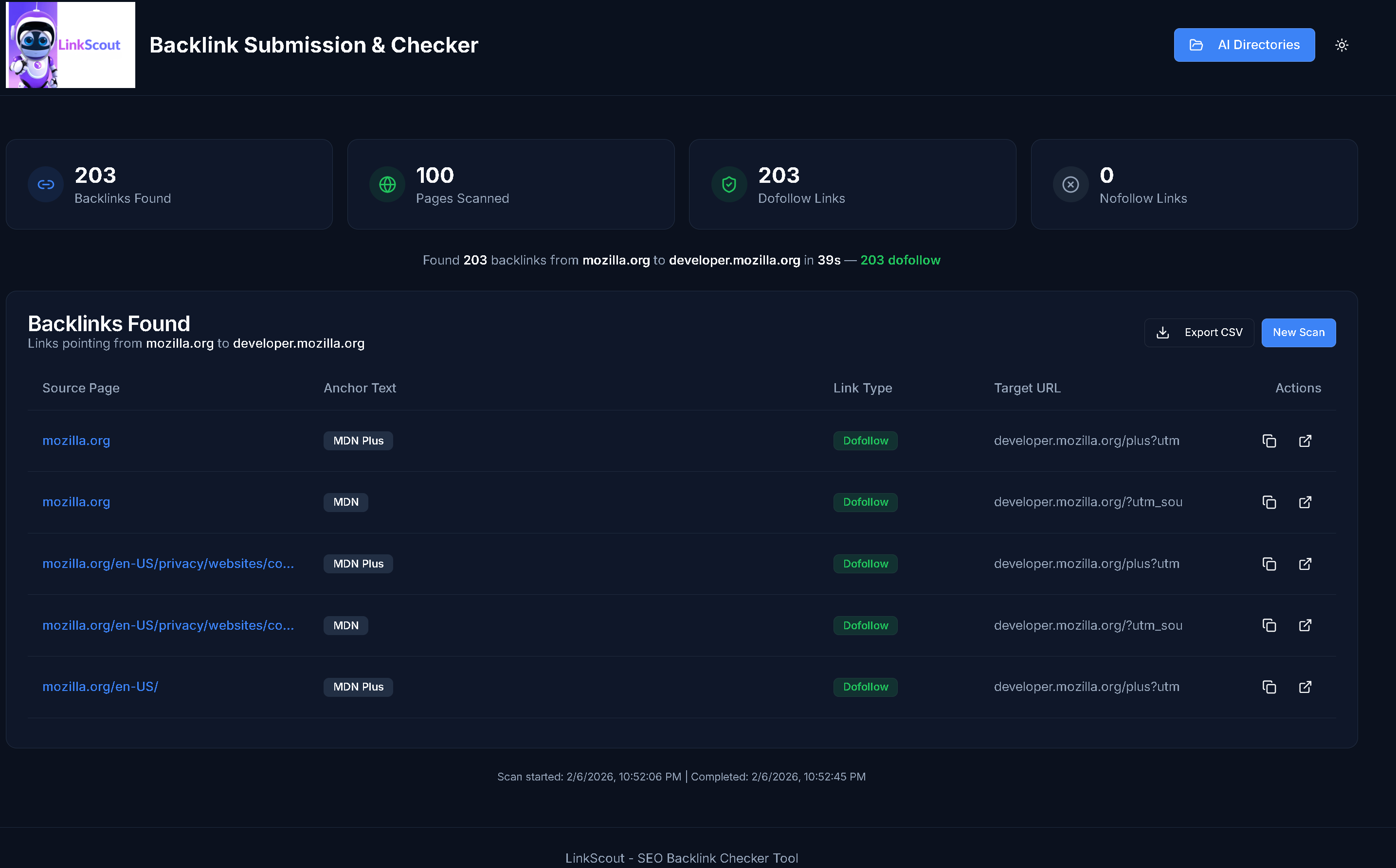 LinkScout - Main product screenshot demonstrating key features and user interface