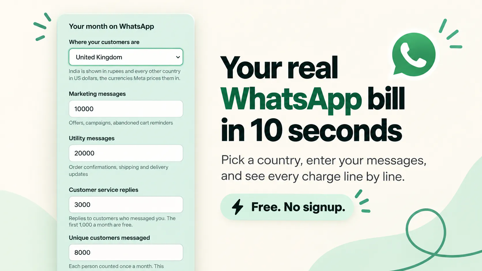 WhatsApp Pricing Calculator by Tadlo AI gallery image