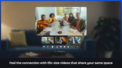 Apple Vision Pro démontrant la fonctionnalité de toile infinie pour la collaboration à distance sur Zoom.