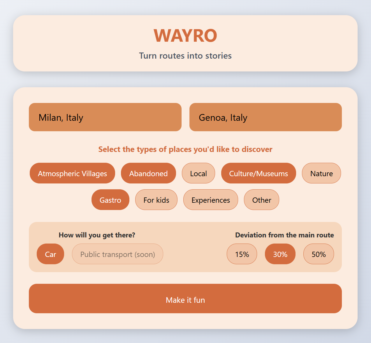Wayro - AI Trip Planner che trova gemme nascoste tra le città media 2