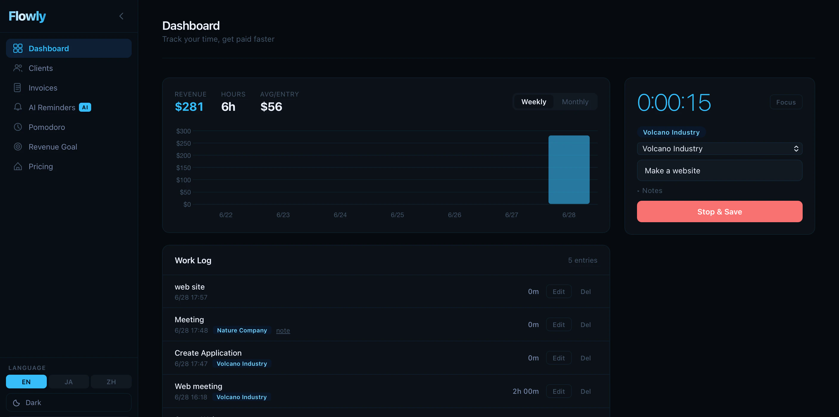 Flowly — Time Tracking & Invoicing 截图 2