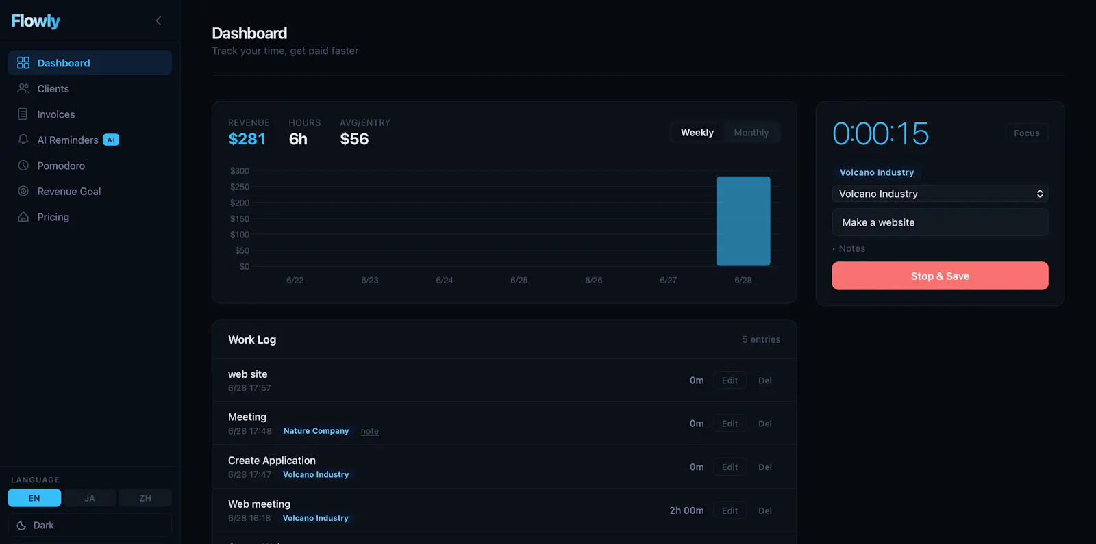 Flowly — Time Tracking & Invoicing screenshot 2
