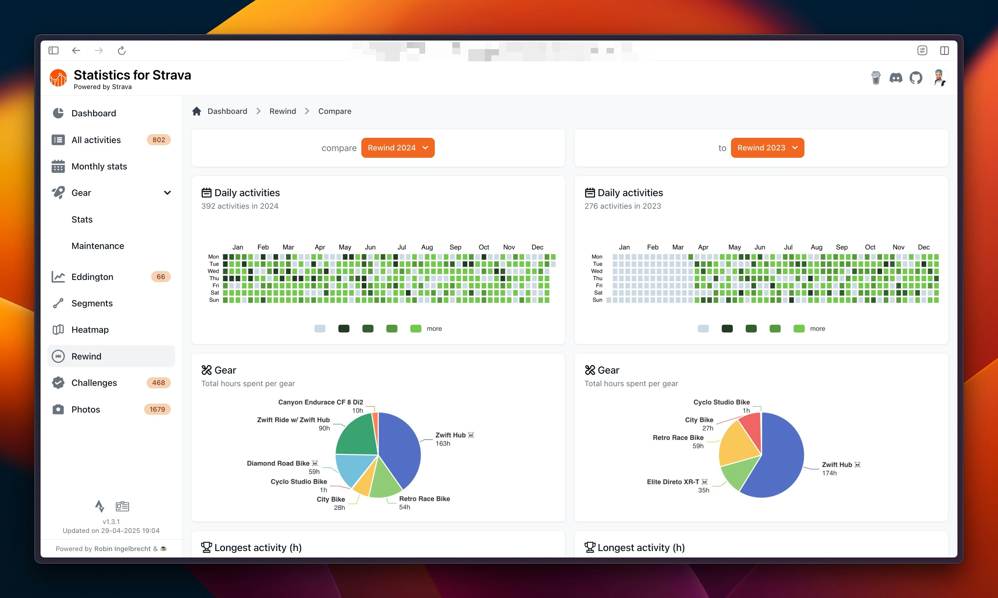สถิติสำหรับ Strava - สถิติที่โฮสต์ตนเองสร้างขึ้นโดยใช้ข้อมูล Strava media 6
