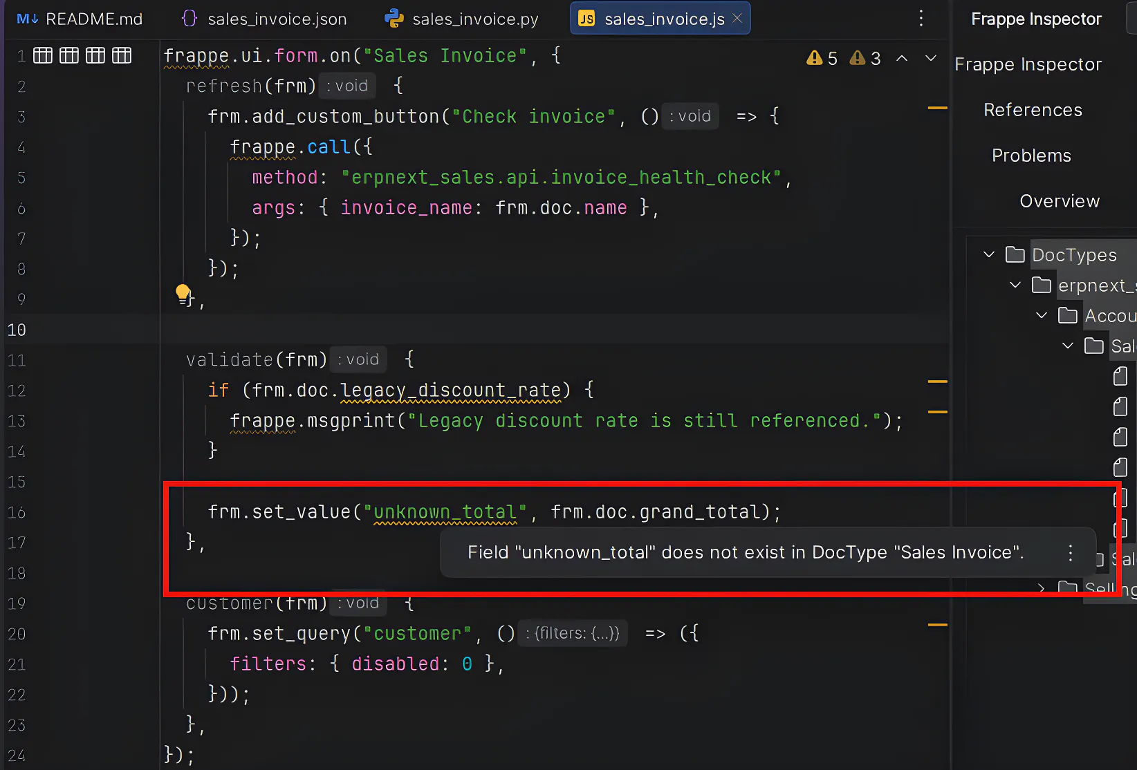 Frappe Inspector screenshot