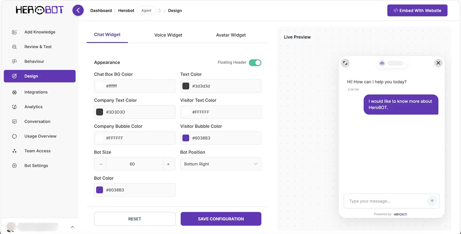 Herobot: Make your website intelligent screenshot 4