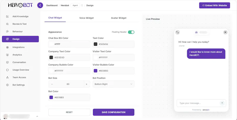Herobot: Make your website intelligent screenshot 4