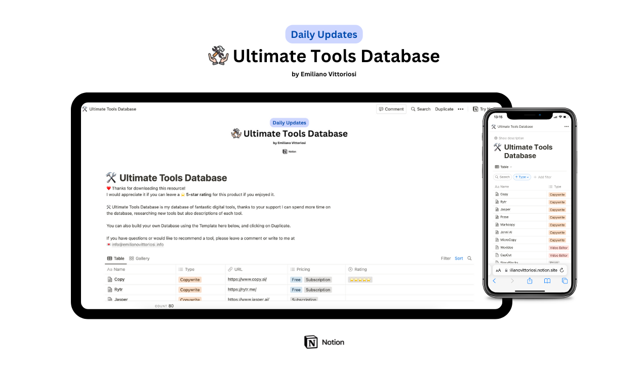 Base de datos de Ultimate Tools: actualizado diariamente media 1