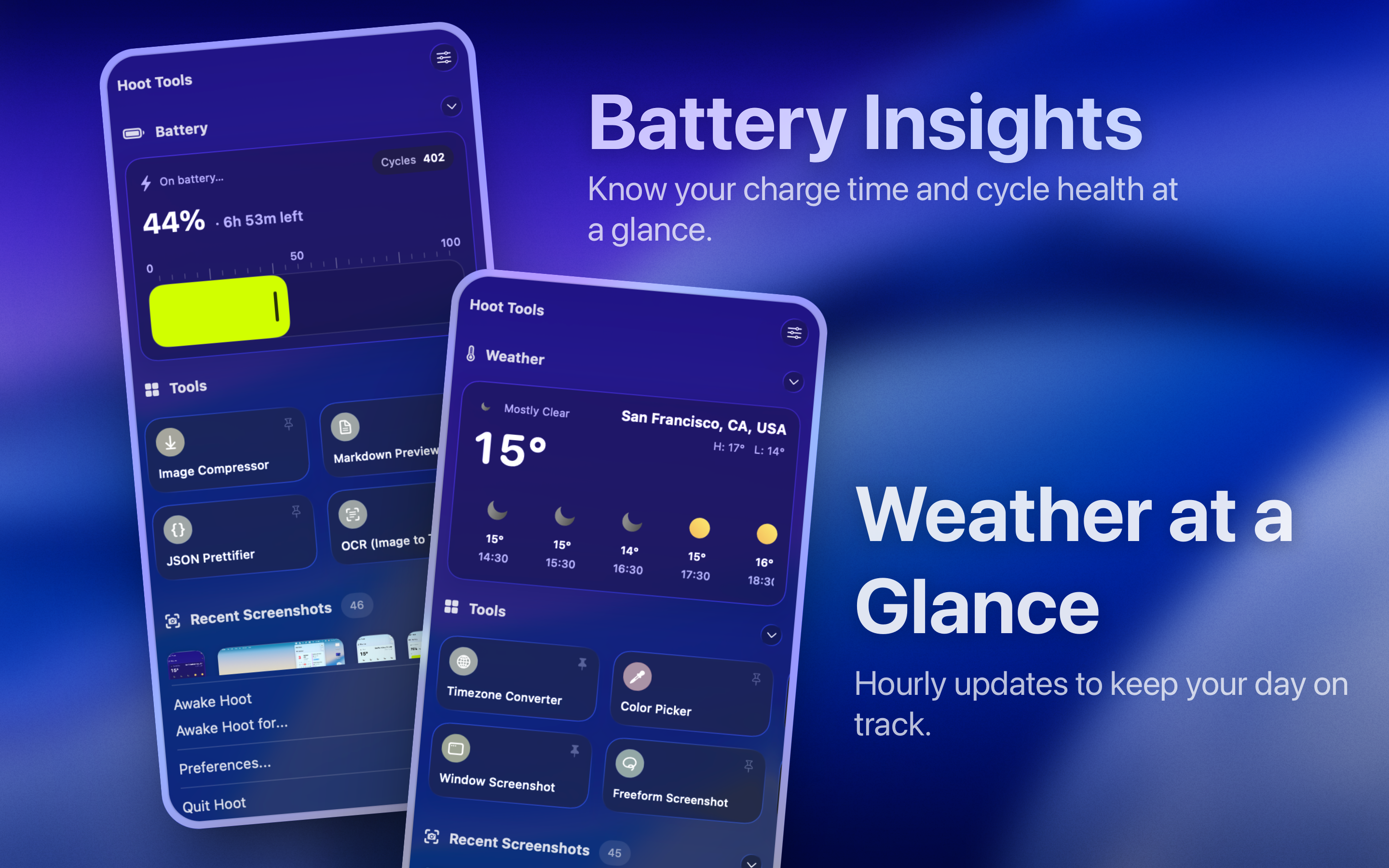 Média Hoot pour Mac - Widgets, outils, captures d'écran, écran de réveil dans votre menubar 5