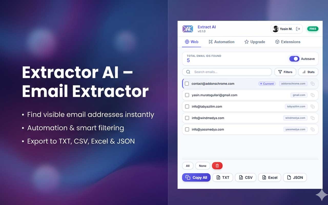 Extract AI – Email Extractor - Screenshot 3 showing product features and functionality