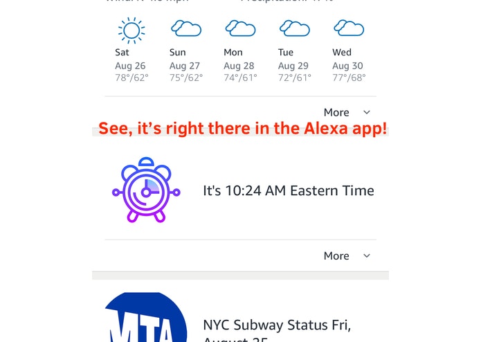 Current time for Alexa Flash Briefing gallery image