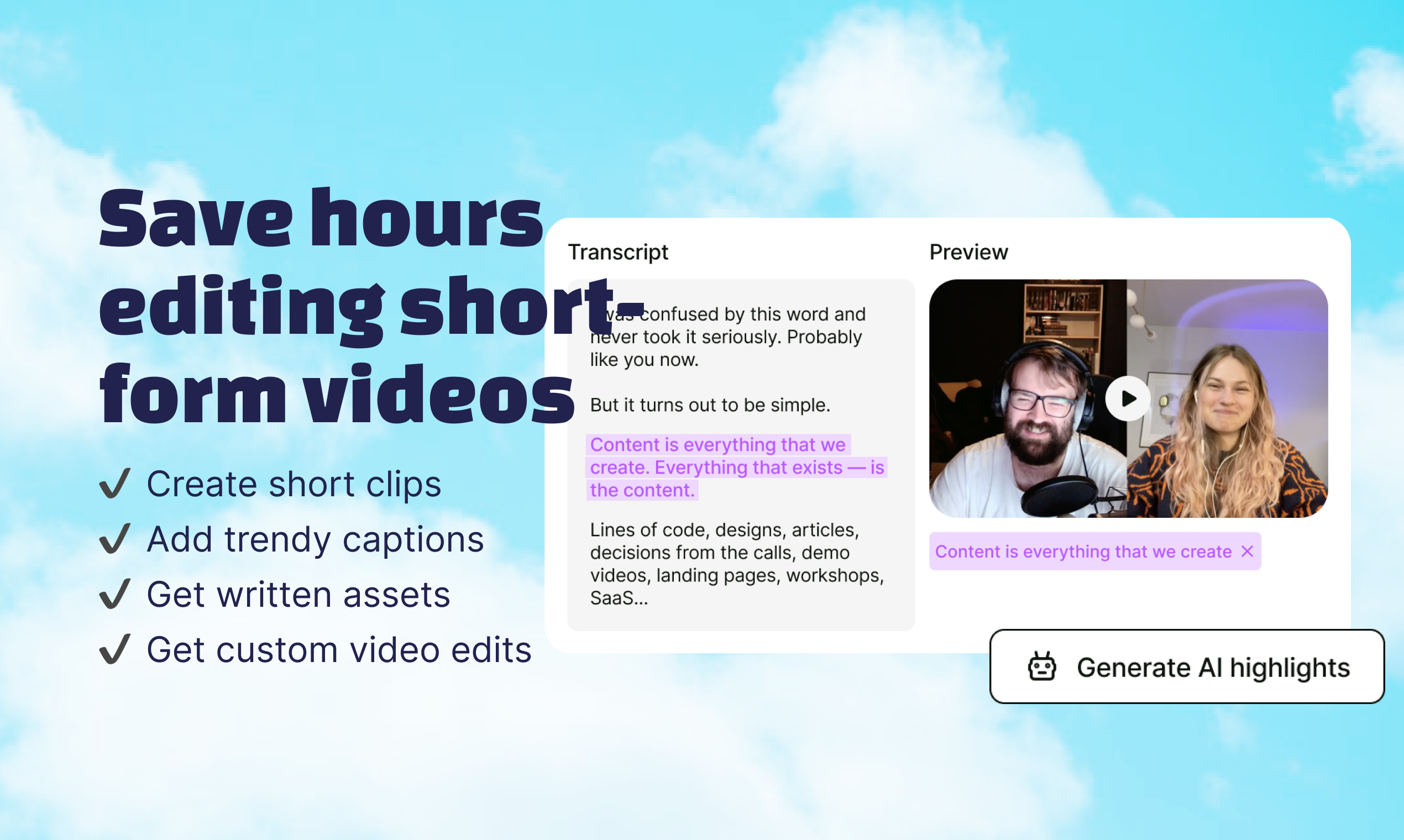 clipwing - Save days on producing better video content