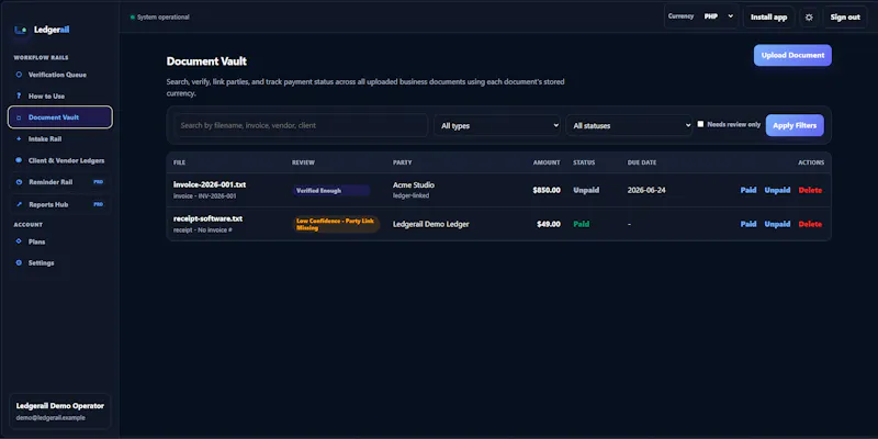 Ledgerail screenshot 5