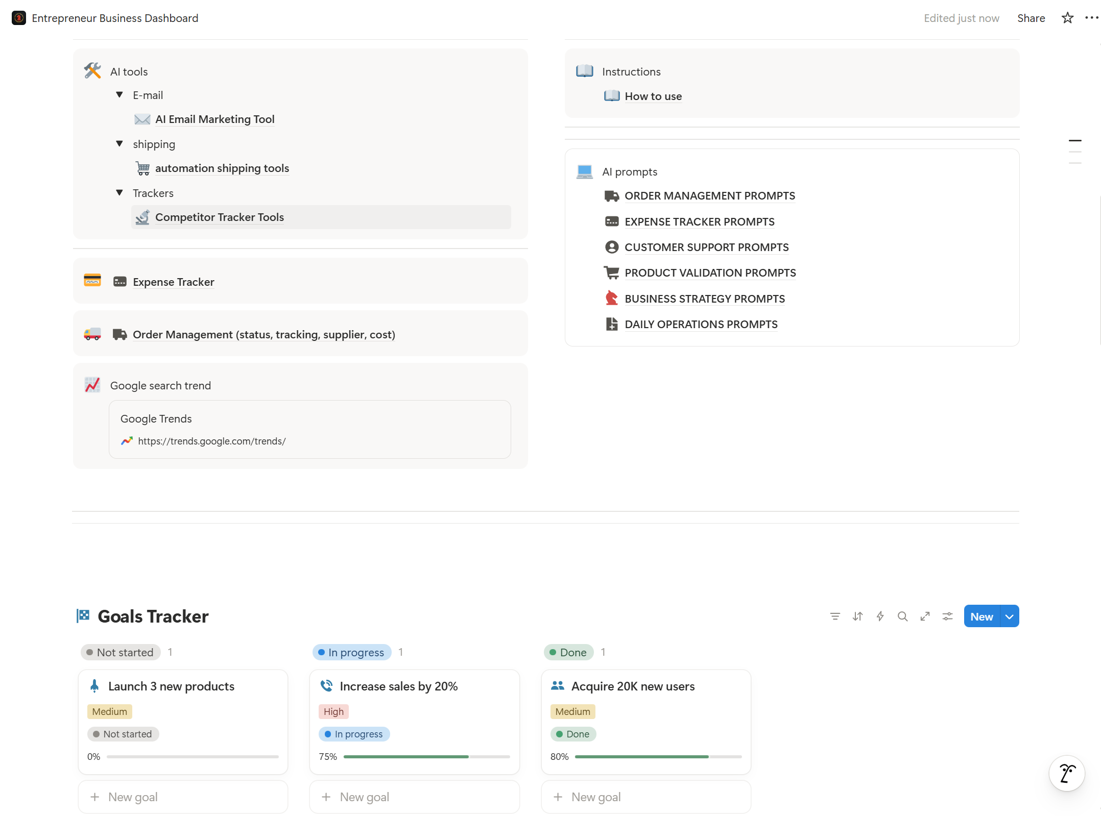 Entrepreneur Business Dashboard  - Screenshot 2 showing product features and functionality