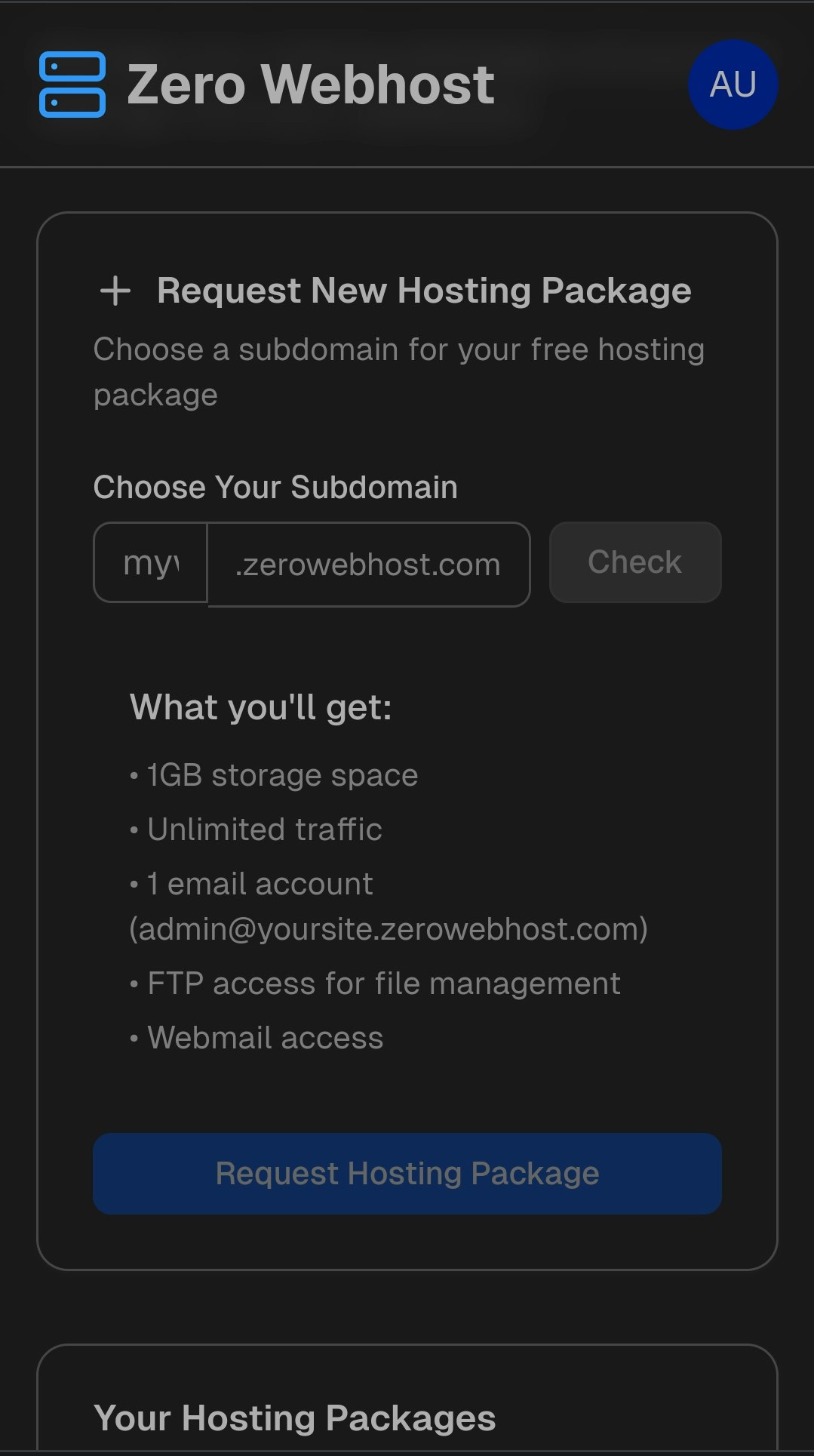 Zero Webhost - 100% Free forever gallery image
