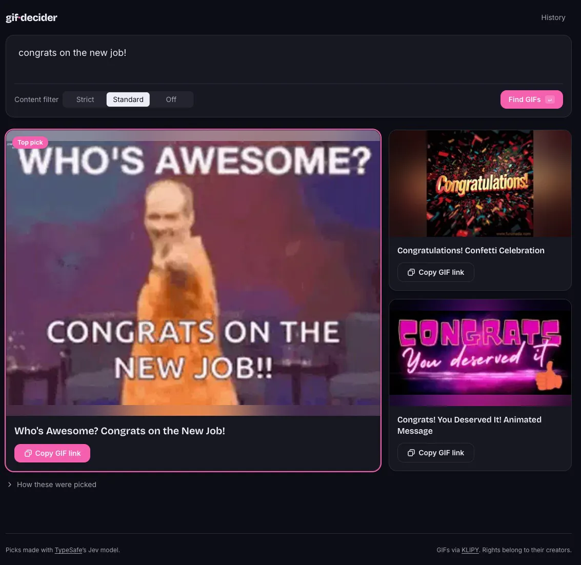 GIF Decider · the right GIF, decided gallery image