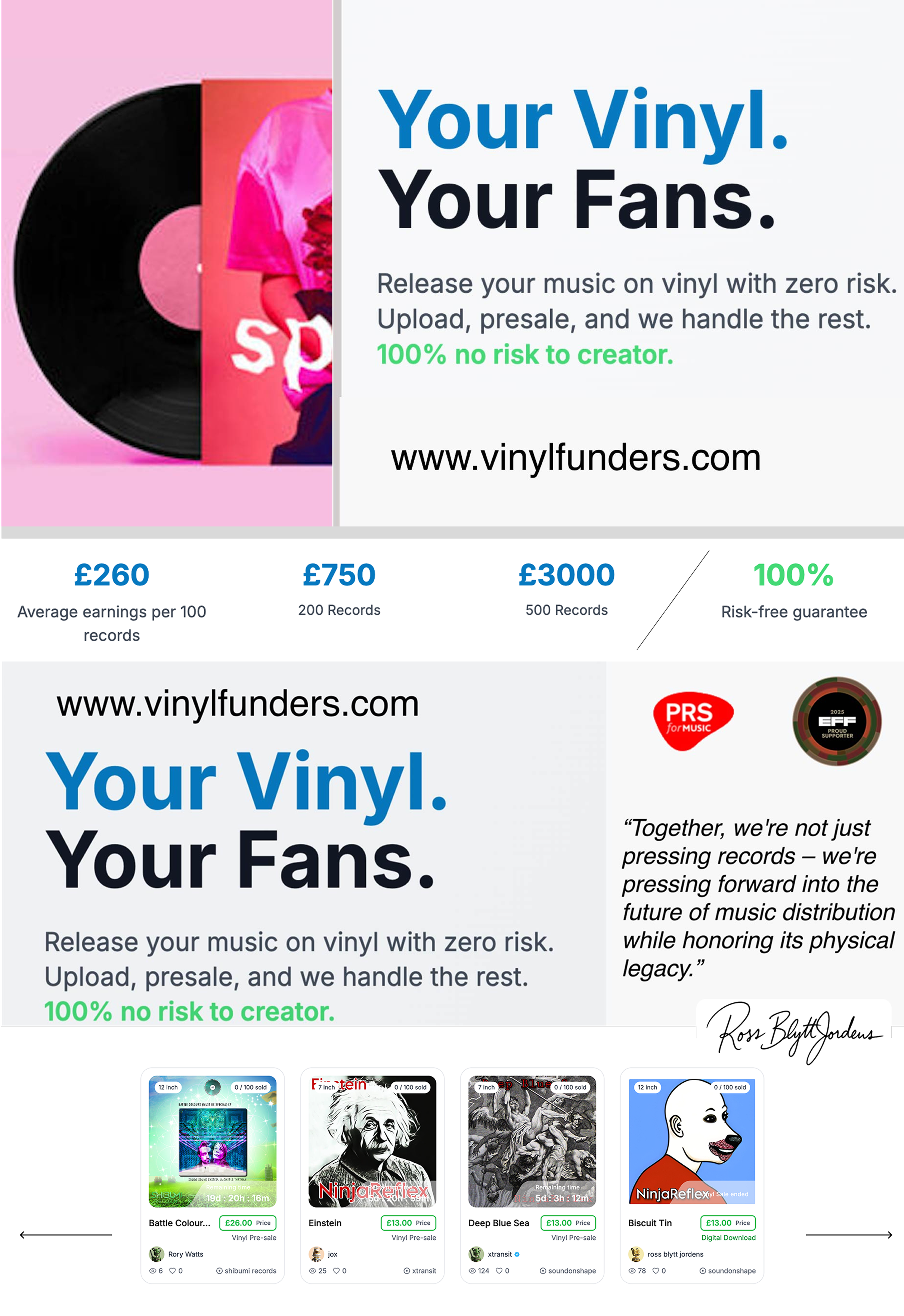 VinylFunders - Main product screenshot demonstrating key features and user interface