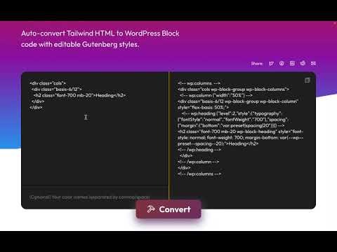 startuptile Tailwind to WordPress Blocks-Turn Tailwind into editable WP Block styles - develop faster