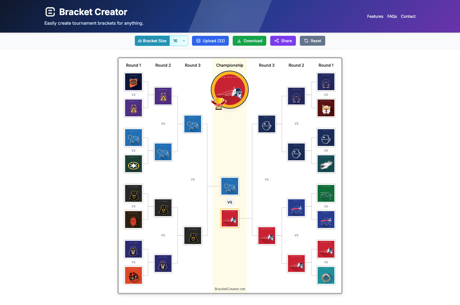 BracketCreator.net - Ücretsiz çevrimiçi turnuva braketi yaratıcısı medya 1