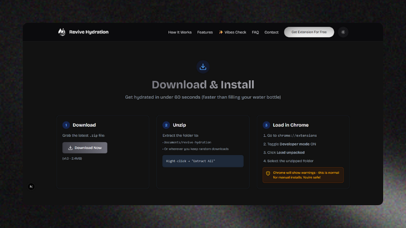 Revive Hydration (100% Free, No Signups) - Your non-annoying water reminder open-source extension media 5