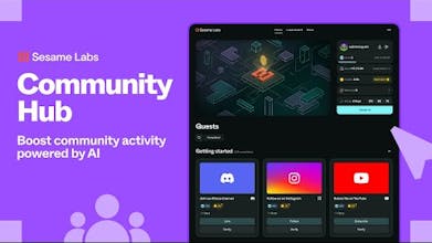 Community Hub Dashboard showcasing gamification features and engagement metrics
