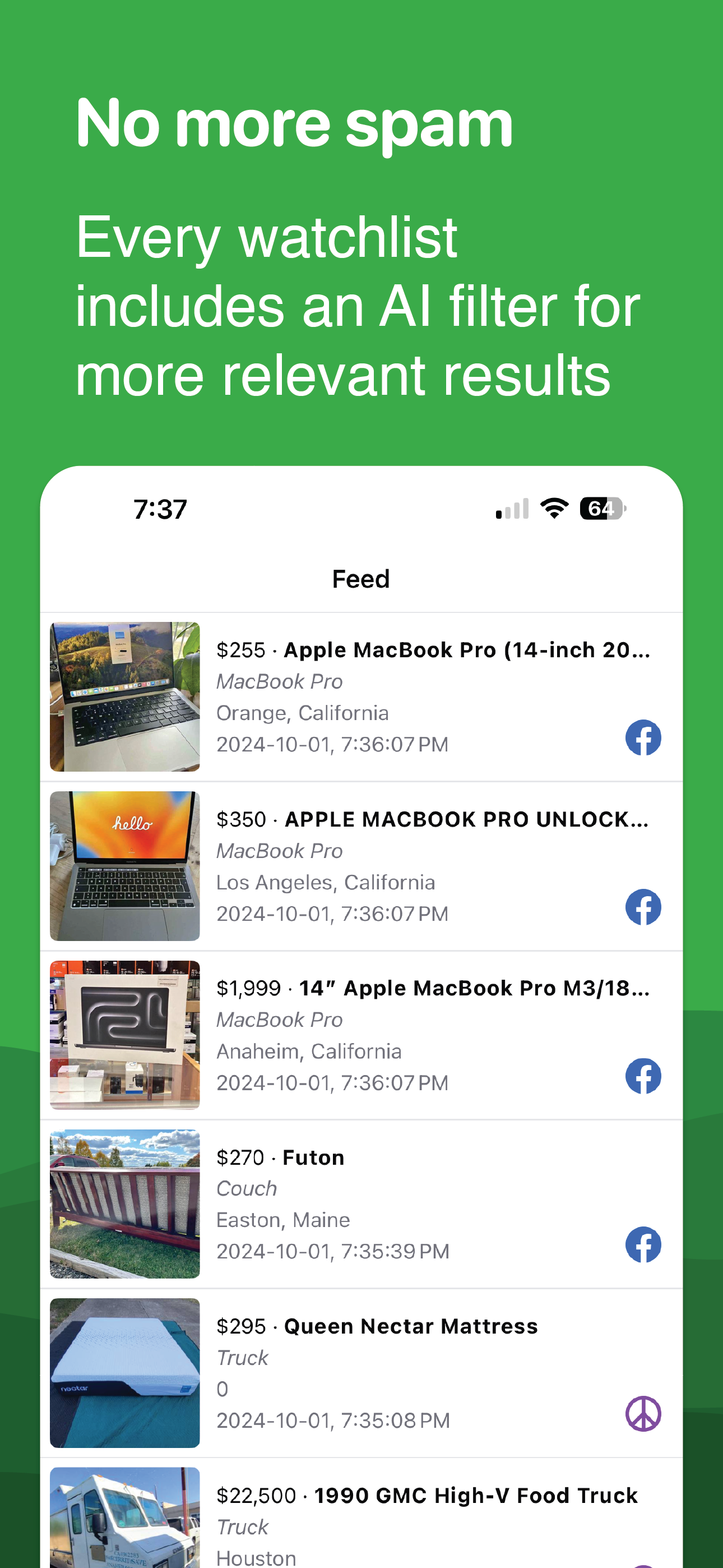 Mídia 3 de Flipify: alertas do mercado do Facebook