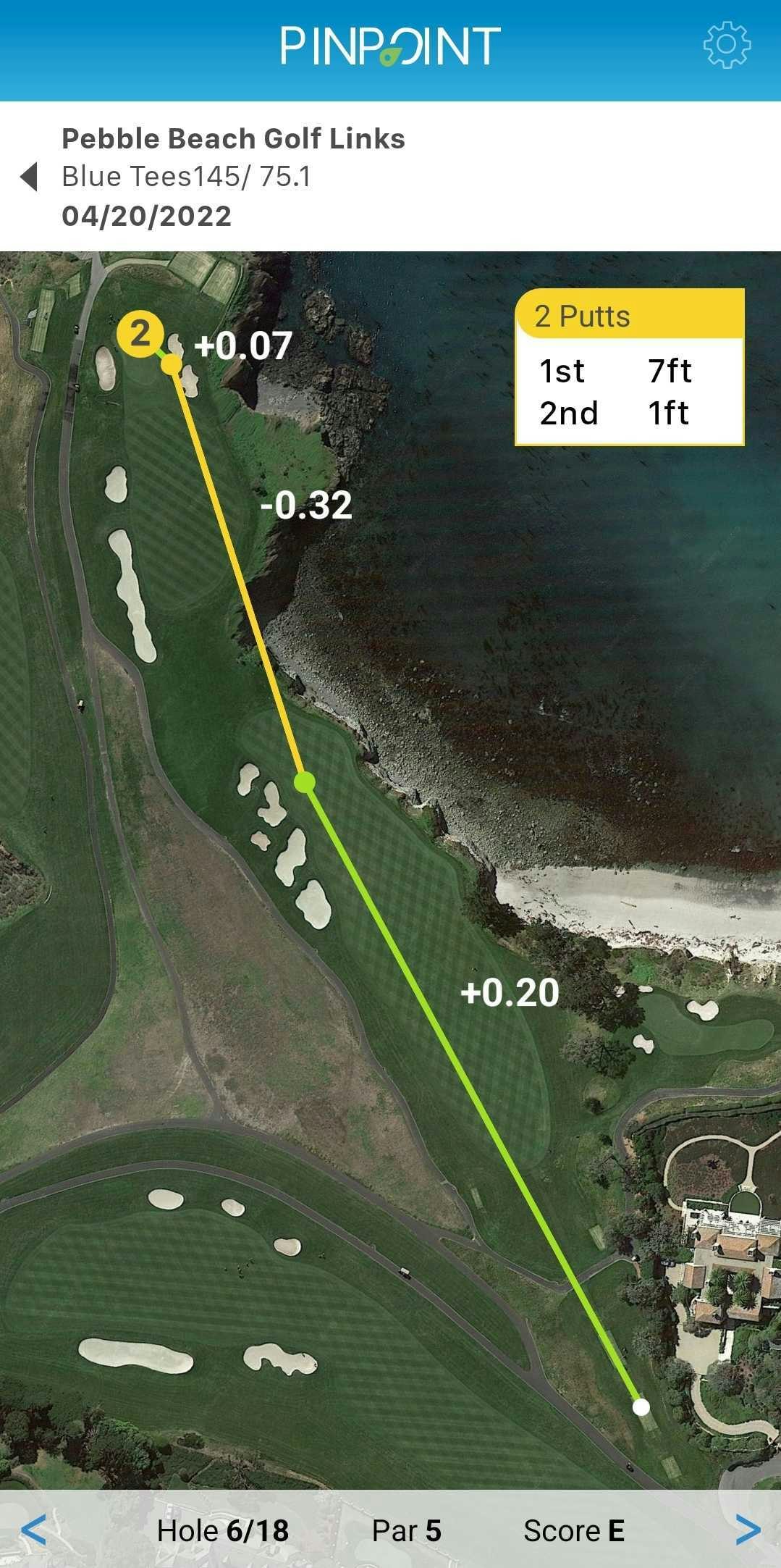 Estadísticas de golf y GPS identificar media 8