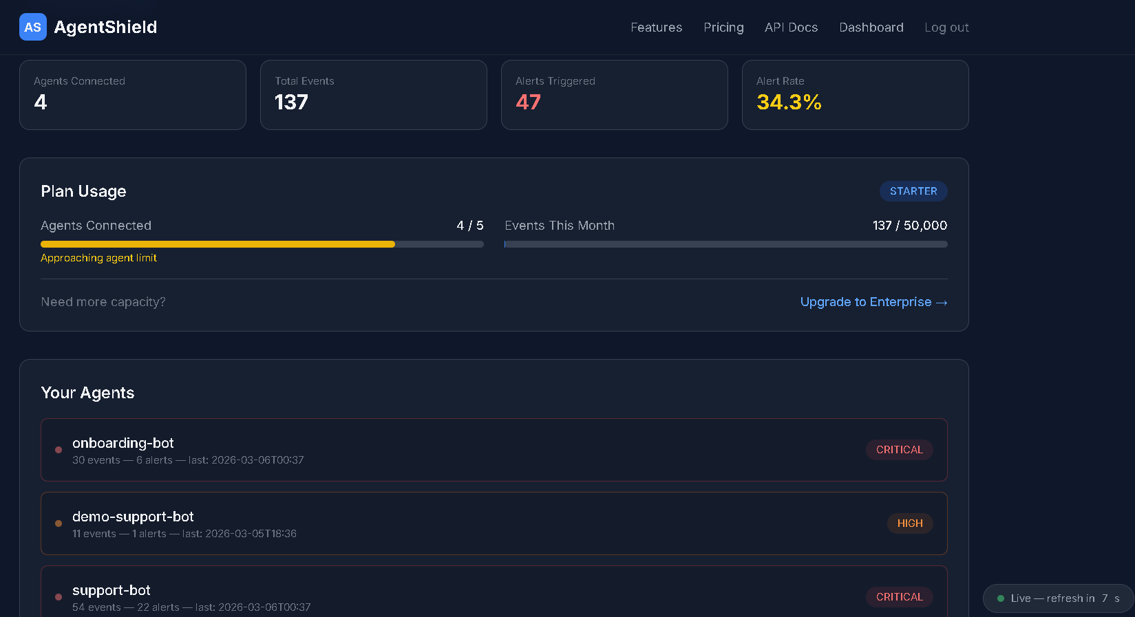 AgentShield - Screenshot 2 showing product features and functionality
