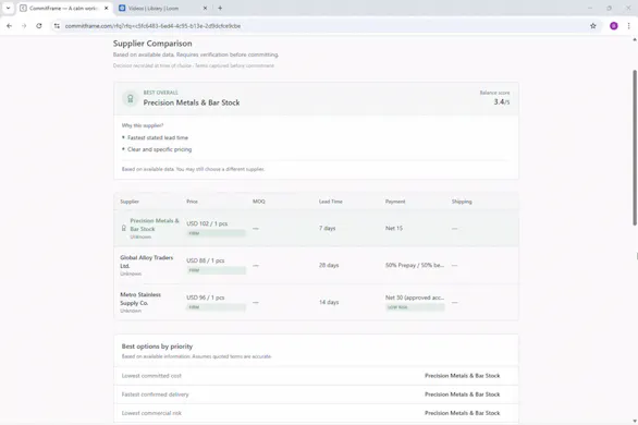CommitFrame - Smart supplier decisions gallery image