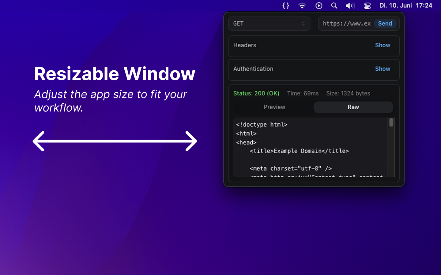 وسائط api_tester - اختبر واجهات برمجة التطبيقات الخاصة بك مباشرة من شريط قائمة MacOS 2