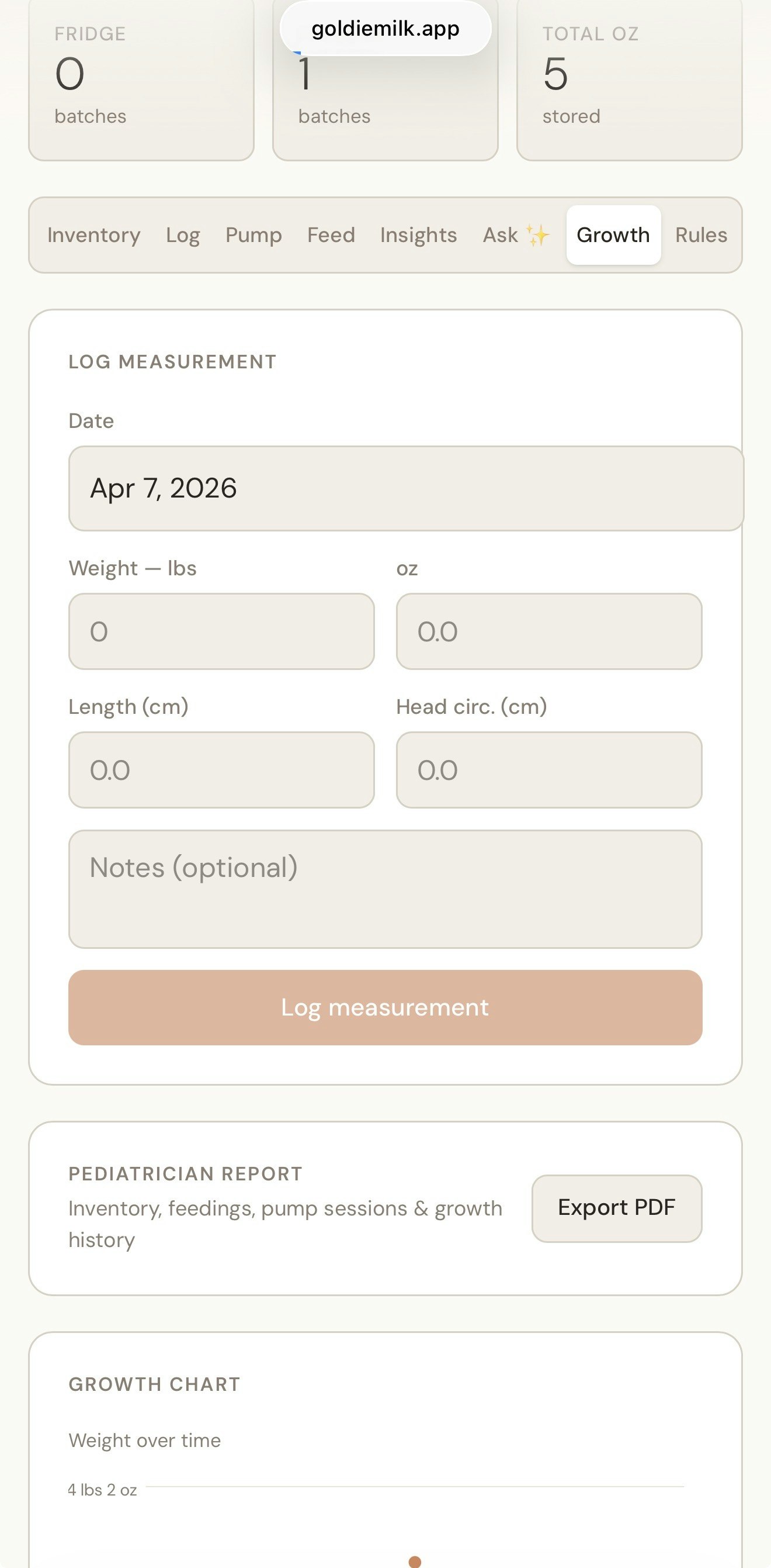 Goldie — Breast Milk Tracker    gallery image