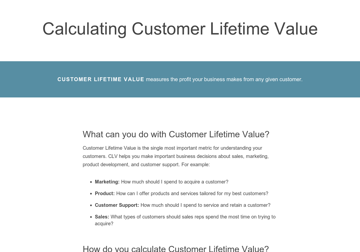 Customer Lifetime Value
