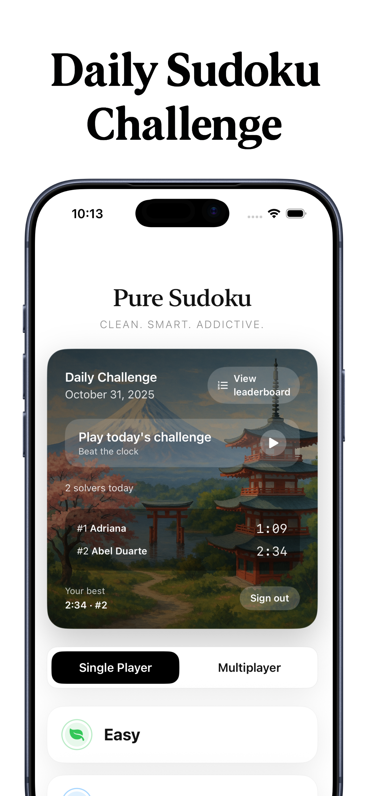 Pure Sudoku - Main screenshot showing features and interface