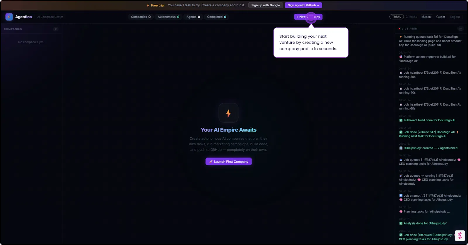 Agentica screenshot 1