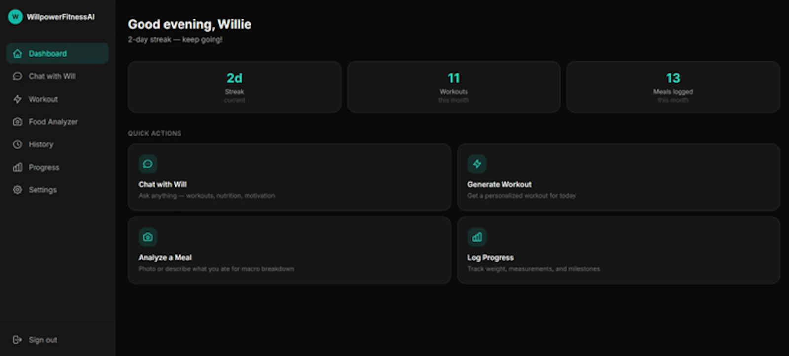 WillpowerFitnessAI screenshot 3