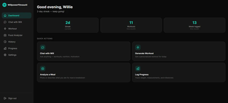 WillpowerFitnessAI screenshot 3