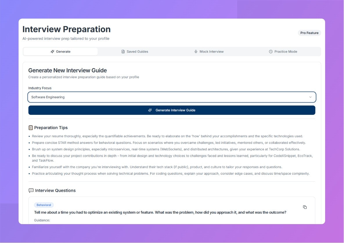 OneProfile.pro - Profilo professionale di una pagina con analisi media 6
