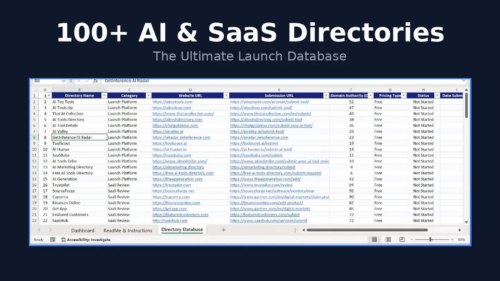 100+ AI & SaaS Directory Database screenshot 1