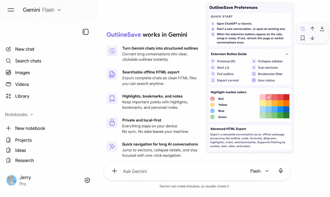 OutlineSave: AI Chats to Offline HTML gallery image