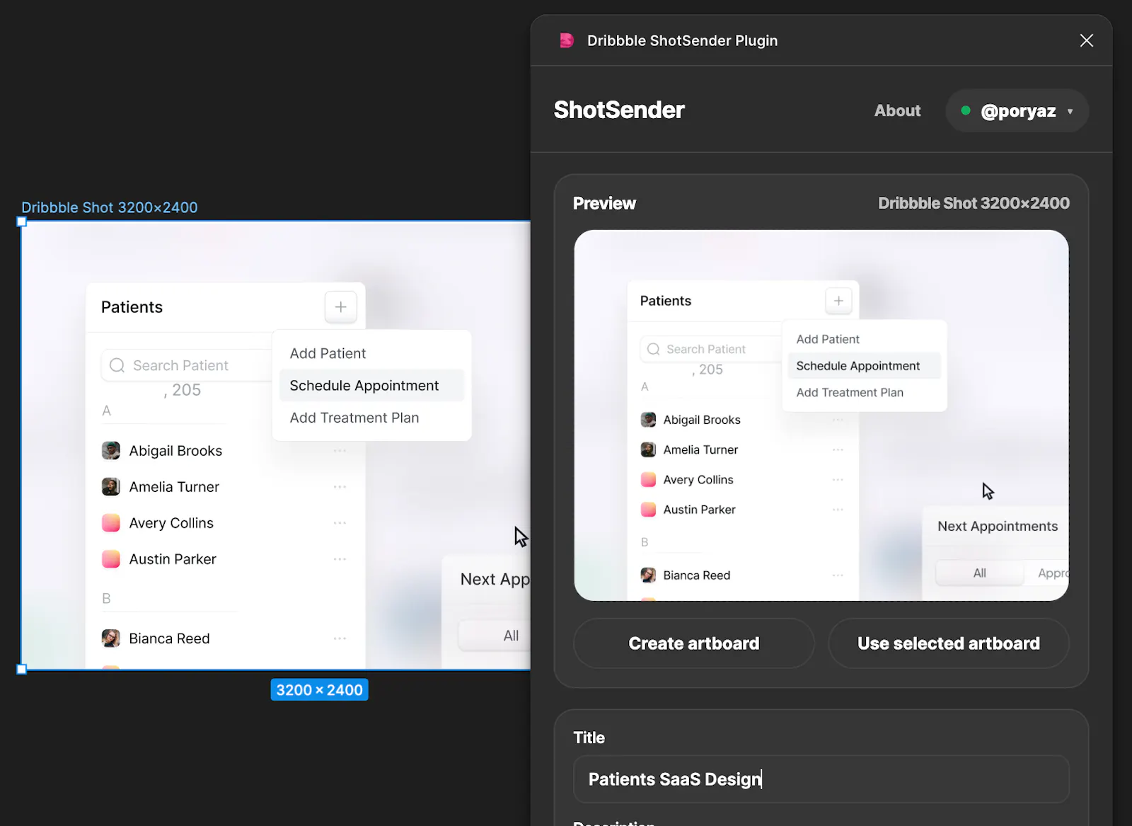 Dribbble ShotSender Plugin screenshot 2